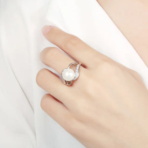 Copper Platinum Plated Cubic Zirconia Pearl Ring