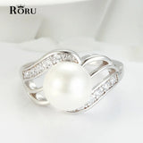 Copper Platinum Plated Cubic Zirconia Pearl Ring