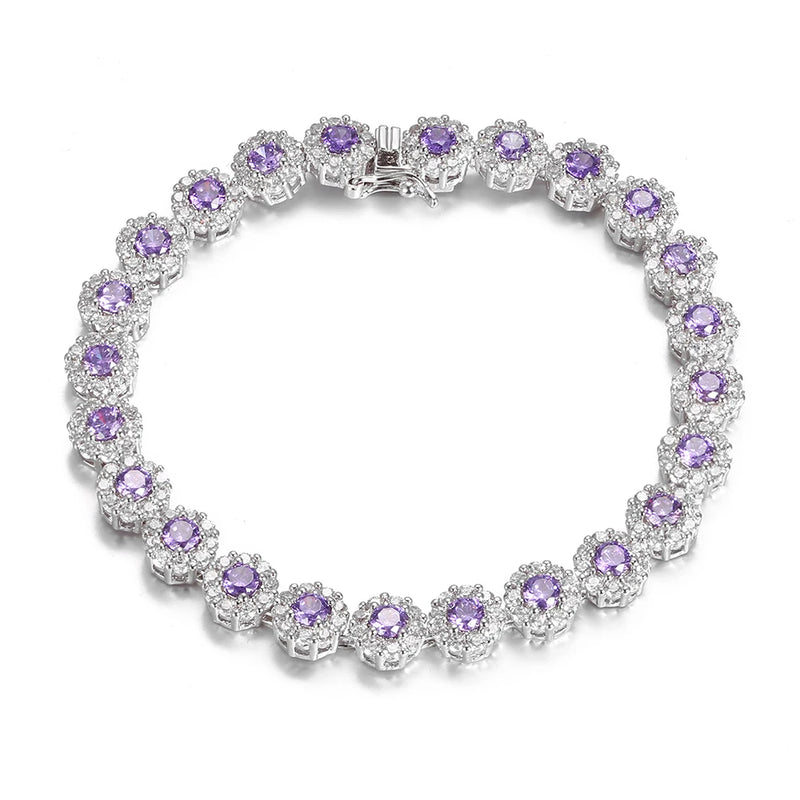 Copper Silver Plated CZ Bracelets Stylish Gemstone Bangles Women Jewelry