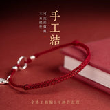 925 Silver Red Thread Circle Anklet Tassel Lucky Gift