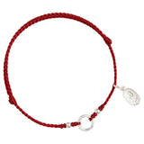 925 Silver Red Thread Circle Anklet Tassel Lucky Gift