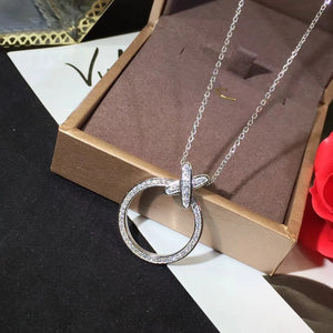 High Cross Round Pendant 925 Silver Female Engagement Wedding Party Jewelry