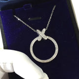 High Cross Round Pendant 925 Silver Female Engagement Wedding Party Jewelry