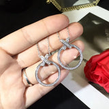 High Cross Round Pendant 925 Silver Female Engagement Wedding Party Jewelry