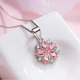 Cherry Flower Necklace 925 Sterling Silver Jewelry