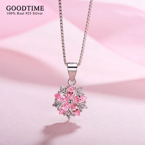 Cherry Flower Necklace 925 Sterling Silver Jewelry