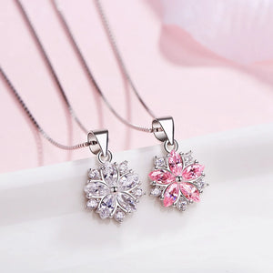 Cherry Flower Necklace 925 Sterling Silver Jewelry