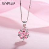 Cherry Flower Necklace 925 Sterling Silver Jewelry