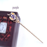 Crystal Peacock Feather Hairpin Enamel Hair Sticks