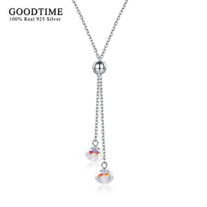 High Crystal Necklaces Women 925 Sterling Silver Crystals