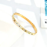 Crystal Round Roman Numerals Stainless Steel Bracelet Love Bangle