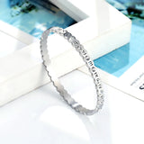 Crystal Round Roman Numerals Stainless Steel Bracelet Love Bangle