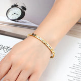 Crystal Round Roman Numerals Stainless Steel Bracelet Love Bangle
