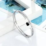 Crystal T Heart Pendant Stainless Steel Bracelet Lady Love Bangle