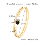Crystal T Heart Pendant Stainless Steel Bracelet Lady Love Bangle