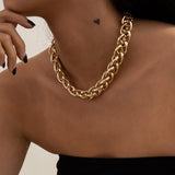 Cuban Choker Necklace Punk Vintage Chunky Thick Link Aluminum Chain for Women