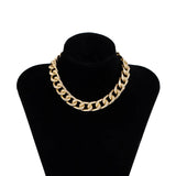 Cuban Choker Necklace Punk Vintage Chunky Thick Link Aluminum Chain for Women