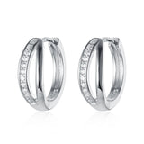 Cubic Zircon Earrings 925 Silver Hoop for Women Girl Birthday Gift