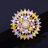 Cubic Zircon Flower Brooch Collar Pins for Women