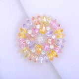 Cubic Zircon Flower Brooch Collar Pins for Women