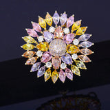 Cubic Zircon Flower Brooch Collar Pins for Women