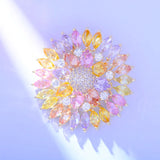 Cubic Zircon Flower Brooch Collar Pins for Women