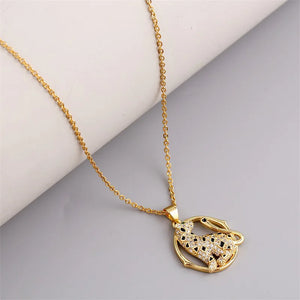 Leopard Pendant Necklace for Women Stainless Steel Chain