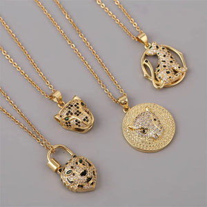 Leopard Pendant Necklace for Women Stainless Steel Chain