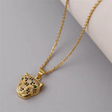 Leopard Pendant Necklace for Women Stainless Steel Chain