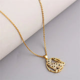 Leopard Pendant Necklace for Women Stainless Steel Chain