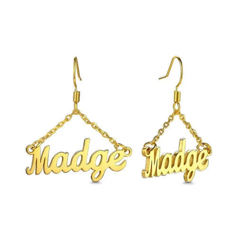 High Letters Drop Minimalist Earrings 18K Jewelry Personalized Name