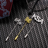 High Men 1-3 Letter Collar Pin Name Brooch Stainless Steel Initial Pendant