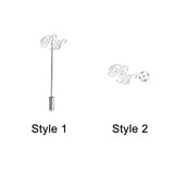 High Men 1-3 Letter Collar Pin Name Brooch Stainless Steel Initial Pendant