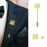 High Men 1-3 Letter Collar Pin Name Brooch Stainless Steel Initial Pendant