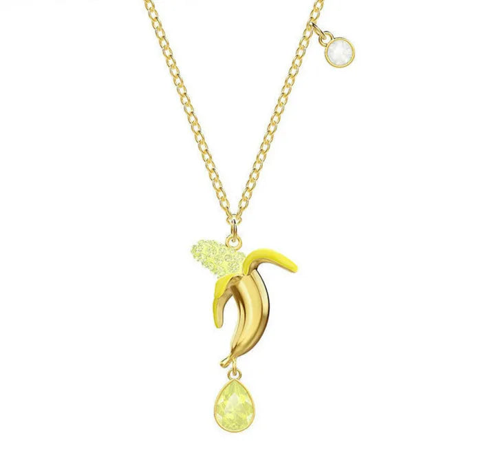 Banana Clavicle Chain Necklace Crystal Gift for Women