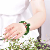 Multilayer Bracelet 6mm Taiwan Green Natural Stone Jades Chalcedony Round Beads