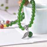 Multilayer Bracelet 6mm Taiwan Green Natural Stone Jades Chalcedony Round Beads