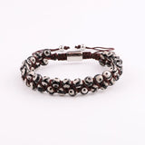 Double Layer 6mm Brown Stripe Agate Beads Macrame Bracelet