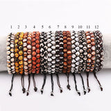 Double Layer 6mm Brown Stripe Agate Beads Macrame Bracelet