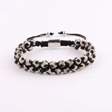 Double Layer 6mm Brown Stripe Agate Beads Macrame Bracelet