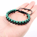 Double Layer Malachite&Black Agate Macrame Bracelet for Men