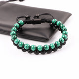 Double Layer Malachite&Black Agate Macrame Bracelet for Men