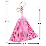 Double Tassel Pu Leather Keychain Bag Pendant Charm Car Key Chain Ring R246