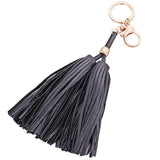 Double Tassel Pu Leather Keychain Bag Pendant Charm Car Key Chain Ring R246