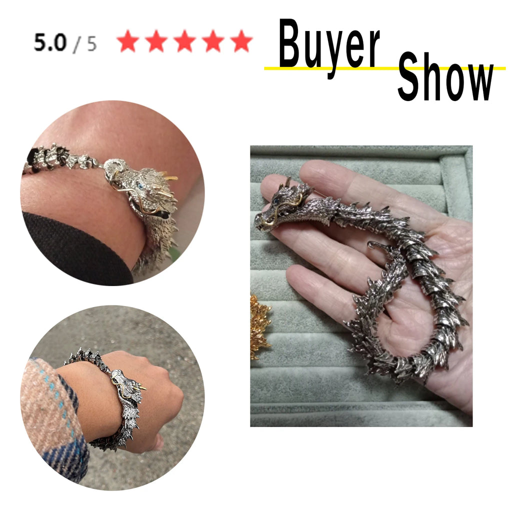 High Dragon Vintage Punk Bracelet Men Stainless Steel Jewelry