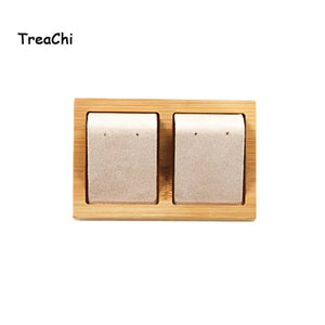 Bamboo Velvet Earring Jewelry Display Stand Holder Tray