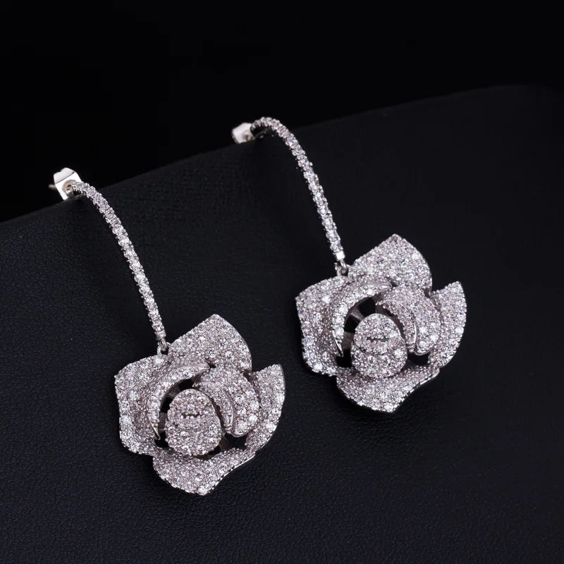 Pink Flower Wedding Earrings for Women Hot Saling