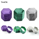 Velvet Couple Ring Box Double Rings Box Jewelry Packaging Box