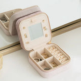 Earrings Ring Holder Travel Mirror Gift Case Jewelry Box