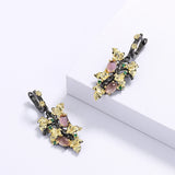 Transparent Egg-Shape Gemstone Flower Earrings for Women